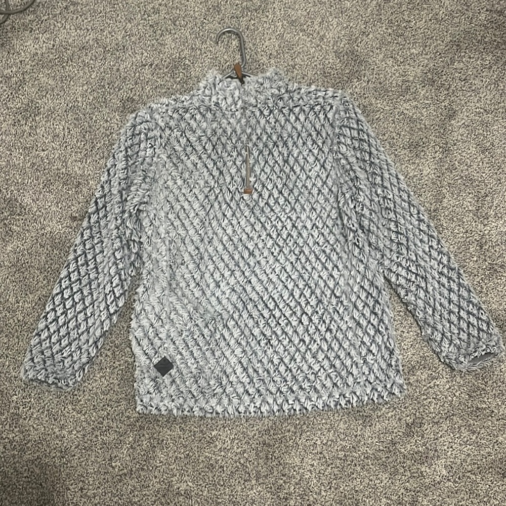 Simply Southern Fuzzy Soft & Cozy Quarter Zip Pullover Jacket size S Gray